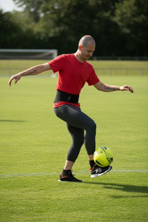 soccer player wearing the x-factor belt back support
